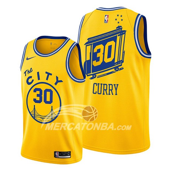 Maglia Golden State Warriors Stephen Curry Hardwood Classics Or